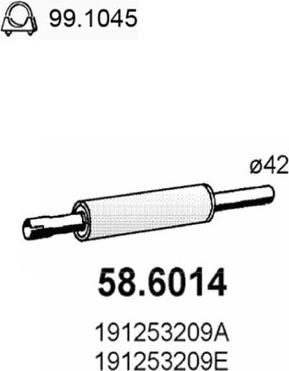 ASSO 58.6014 - Средний глушитель выхлопных газов www.biturbo.by