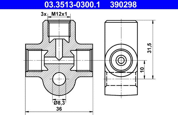 ATE 03.3513-0300.1 - Соединительный / распределительный элемент, трубопровод www.biturbo.by