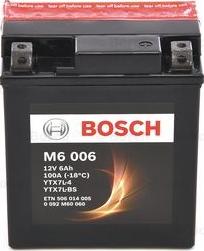 BOSCH 0 092 M60 060 - аккумуляторная батарея! евро 6Ah 100A 113/70/130 YTX7L-4 YTX7L-BS moto AGM\ www.biturbo.by