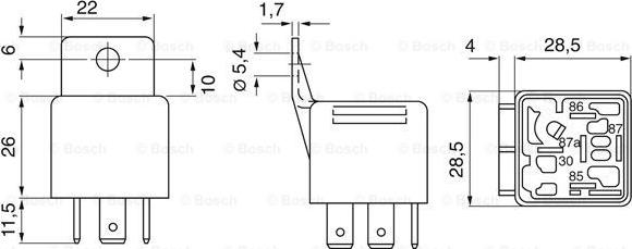 BOSCH 0 332 019 110 - Реле электромагнитное 12V 4-х контактное 30А BOSCH www.biturbo.by