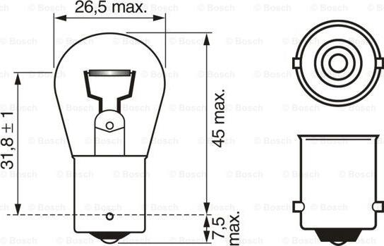 BOSCH 1 987 302 201 - Лампа накаливания 12V P21W поворот/задний ход/задняя противотуманка www.biturbo.by
