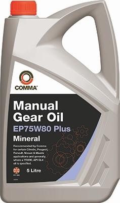 Comma EP75W80P5L - COMMA 75W80 MANUAL GEAR OIL EP PLUS (5L) масло трансмиссионное! минеральное\ API GL-4 www.biturbo.by