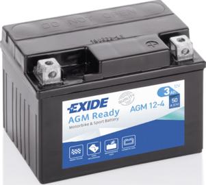 Exide AGM12-4 - Аккумулятор MOTO AGM Ready 3Ah 50A 113x70x85 полярность ETN 0 токовыводы M04 www.biturbo.by