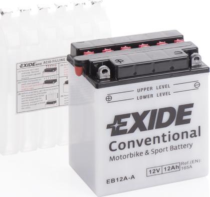 Exide EB12A-A - аккумуляторная батарея! рус 12Ah 165A 135/80/160 moto сухозар. с упаков. электролита\ www.biturbo.by
