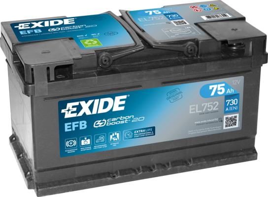 Exide EL752 - Стартерная аккумуляторная батарея, АКБ www.biturbo.by