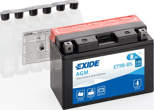 Exide ET9B-BS - Стартерная аккумуляторная батарея, АКБ www.biturbo.by