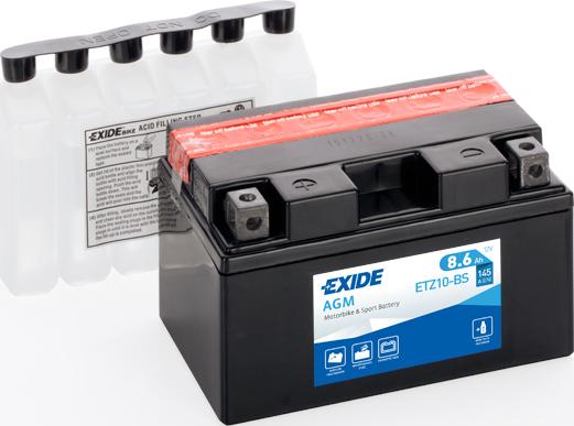 Exide ETZ10-BS - Аккумулятор сухой предзаряженный 12V 8,6Ah 150x87x93 mm www.biturbo.by
