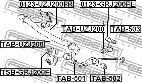 Febest TAB-503 - втулка переднего стабилизатора!\ Toyota Land Cruiser 08-12 www.biturbo.by