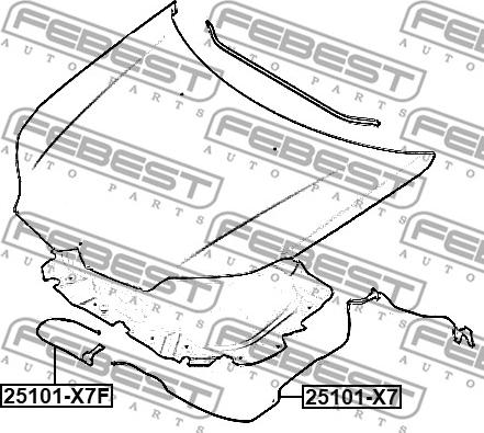 Febest 25101-X7F - трос привода открывания замка капота!\ Peugeot 407/807, Citroen C5/C6/C8 02> www.biturbo.by