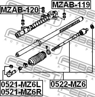 Febest MZAB-120 - втулка рулевой рейки!\ Mazda 6 wagon GY 02-08 www.biturbo.by