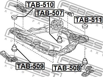Febest TAB-509 - сайлентблок подрамника передний!\ Toyota Camry/Highlander/Previa/Sienna 00> www.biturbo.by
