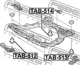 Febest TAB-512 - сайлентблок подрамника передний!\ Lexus ES350 15>, Toyota Camry 06> www.biturbo.by
