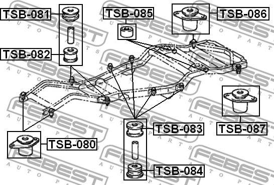 Febest TSB-085 - подушка подрамника!\ Toyota Land Cruiser 80 FZJ80/HDJ81/HZJ80 90-01 www.biturbo.by