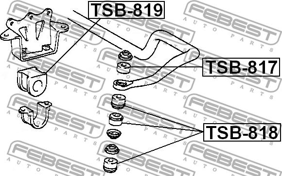 Febest TSB-818 - втулка тяги стабилизатора переднего!\ Toyota Hi-Ace KLH#8/LXH#8/RCH#8/RCH#9 98> www.biturbo.by