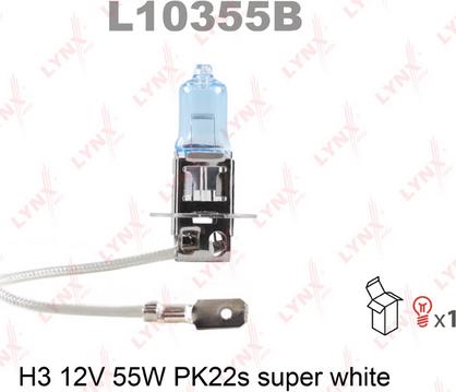 LYNXauto L10355B - L10355B H3 12V 55W PK22S SUPER WHITE Лампа LYNXauto www.biturbo.by