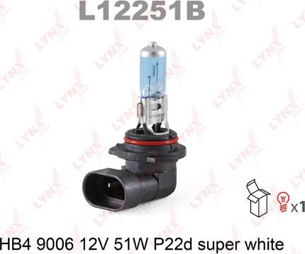 LYNXauto L12251B - Лампа hb4 9006 12v 51w p22d super white LYNXauto L12251B www.biturbo.by