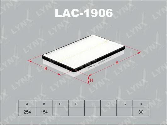 LYNXauto LAC-1906 - Фильтр салонный LADA Granta 1.6 11> / Kalina 1.4-1.6 04>/CHEVROLET Niva 1.7-1.8 02> www.biturbo.by