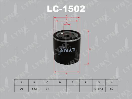 LYNXauto LC-1502 - Масляный фильтр www.biturbo.by