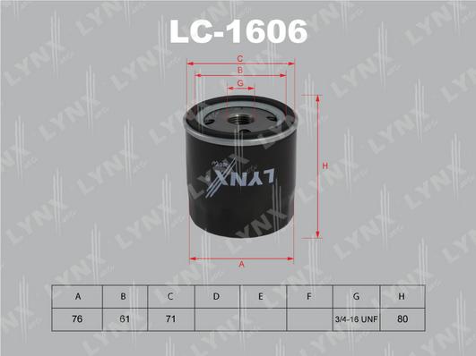 LYNXauto LC-1606 - Масляный фильтр www.biturbo.by