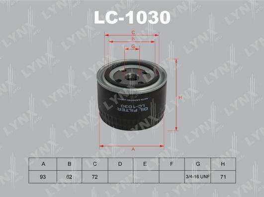 LYNXauto LC-1030 - Масляный фильтр www.biturbo.by