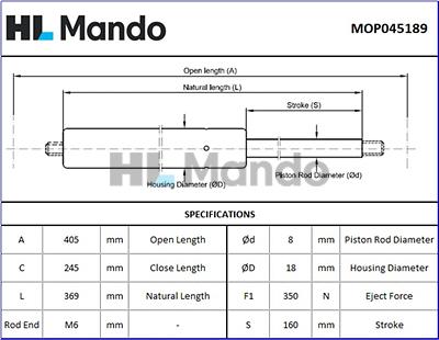 Mando MOP045189 - MOP045189_амортизатор багажника !\ Chevrolet Rezzo/T www.biturbo.by