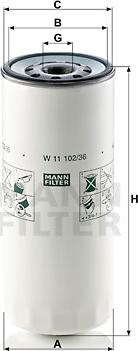 Mann-Filter W 11 102/36 - MANN-FILTER W11102/36 фильтр масляный !(Германия) H261 D108 d93/103 \Omn Volvo FH/NL/B6/7/12 www.biturbo.by