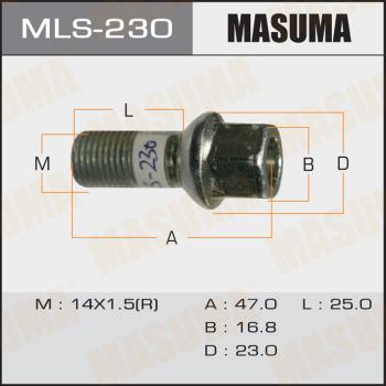 MASUMA MLS-230 - Болт колесный MASUMA 14x1.5мм, L=48.1мм, под ключ=17мм / VOLKSWAGEN, PASSAT www.biturbo.by