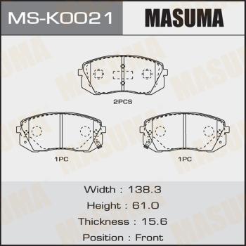 MASUMA MS-K0021 - колодки дисковые п.!\ Hyundai ix35/Tucson 09>, Kia Sportage 07> www.biturbo.by