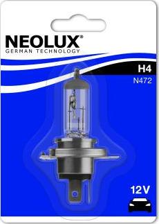 NEOLUX® N472-01B - Лампа галогенная блистер 1шт H4 12V 60/55W P43t Standart (стандартные характеристики) www.biturbo.by