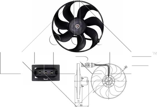 NRF 47397 - Вентилятор радиатора с электромотором VW Golf 1.4 98- www.biturbo.by