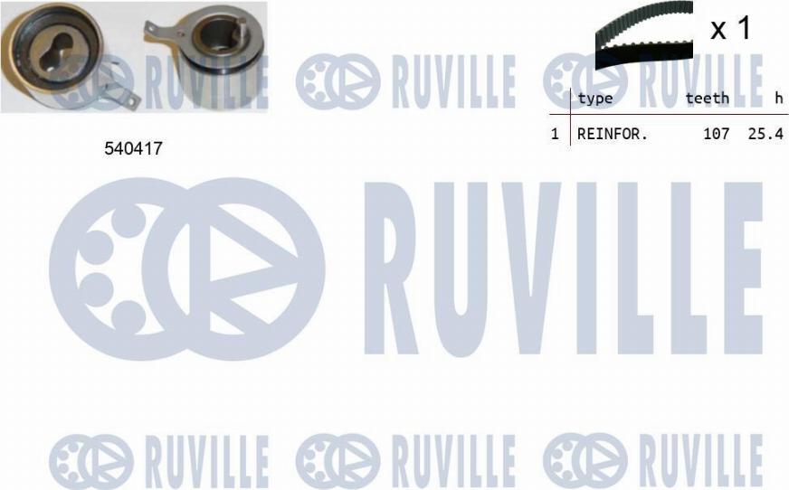Ruville 550099 - Комплект ГРМ DAEWOO MATIZ/CHEVROLET SPARK 0.8 1998 => (ролик 1шт+ремень 107x25.4) www.biturbo.by