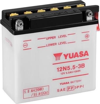 Yuasa 12N5.5-3B - YuMicron аккумулятор 12V 5,5Ah 55A ETN 0(R+) B0 135x60x130 2,5kg www.biturbo.by